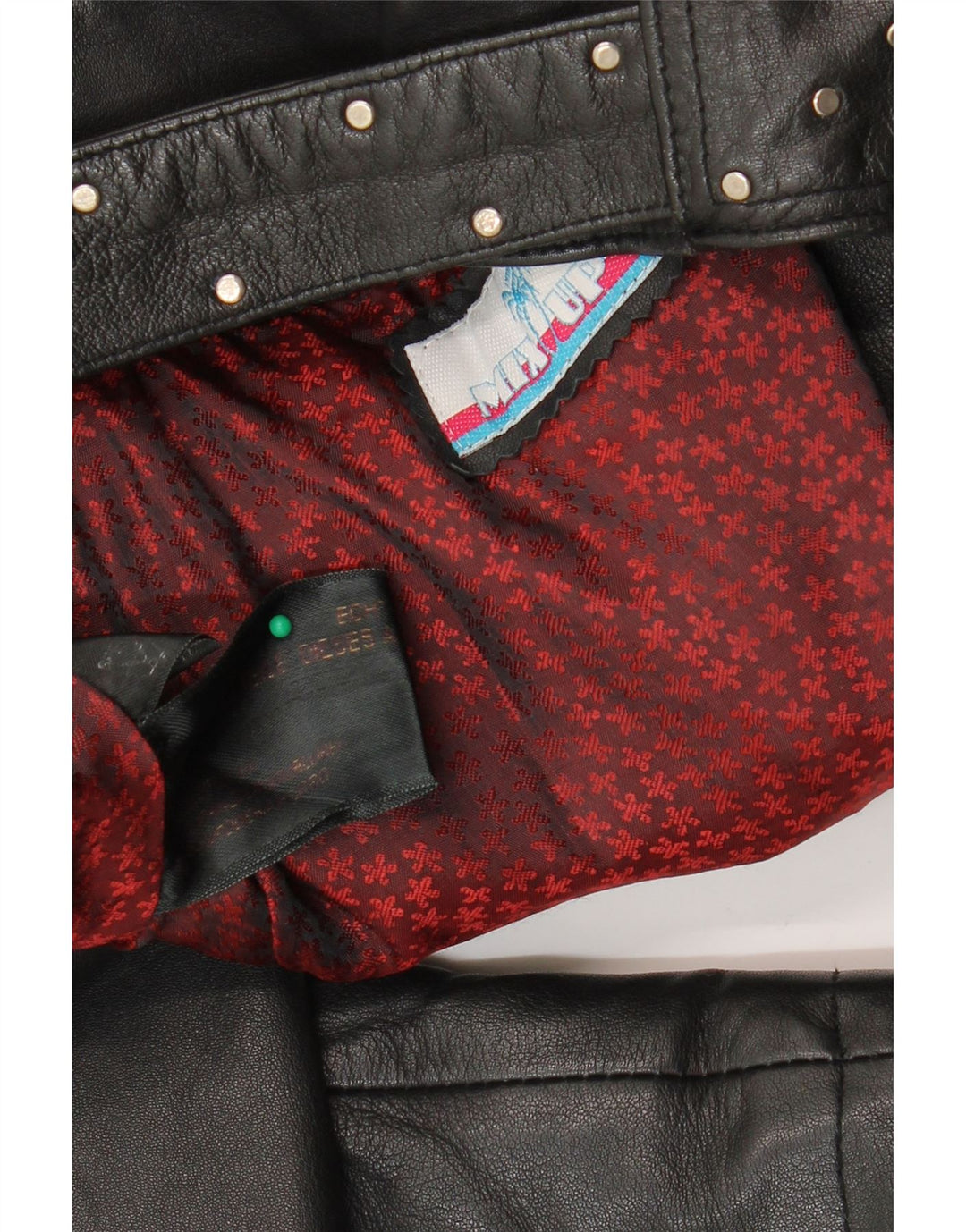 Giacca da motociclista in pelle corta da donna vintage UK 12 pelle nera media