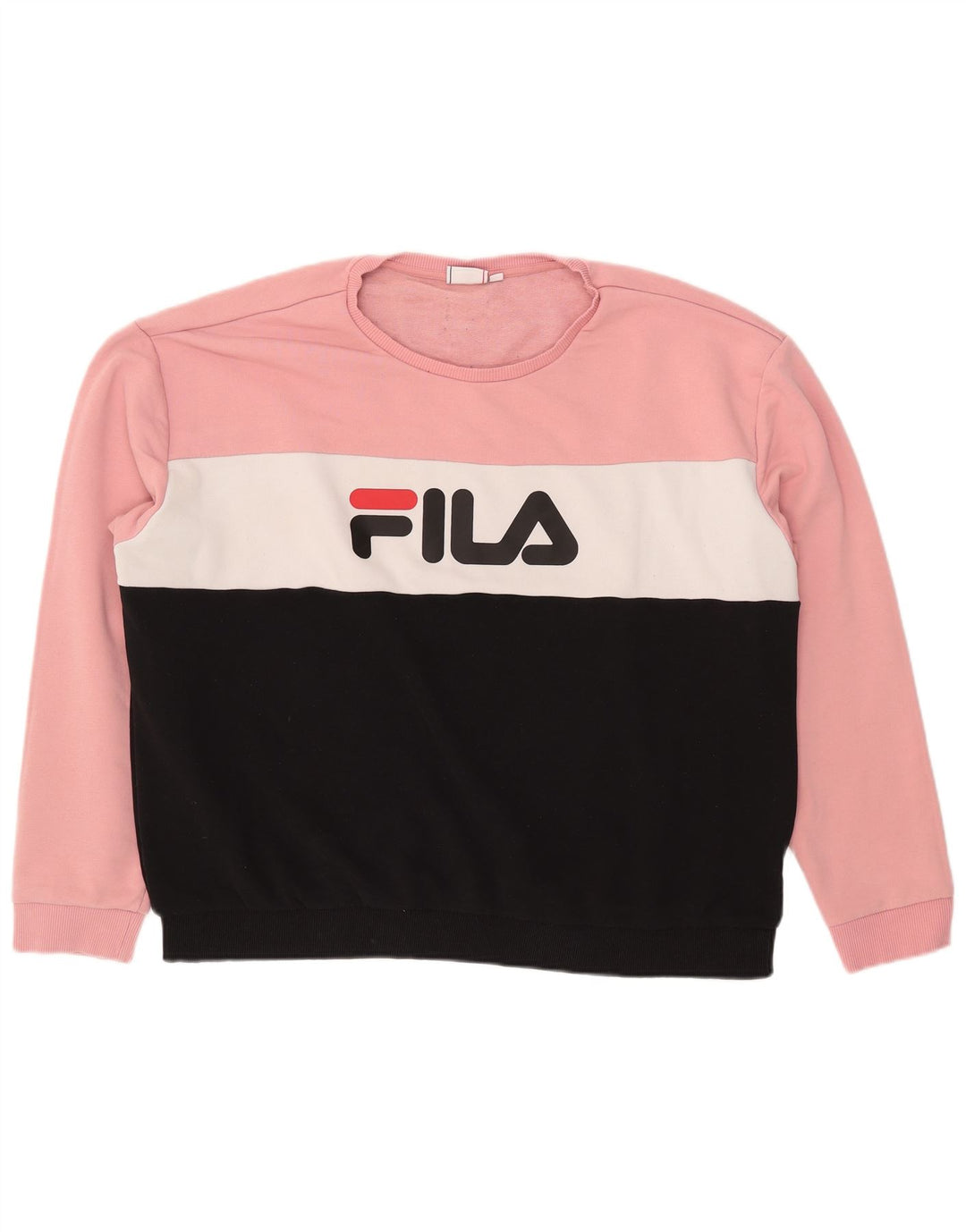 Felpa grafica da donna FILA Maglione UK 24 4XL Cotone color block rosa