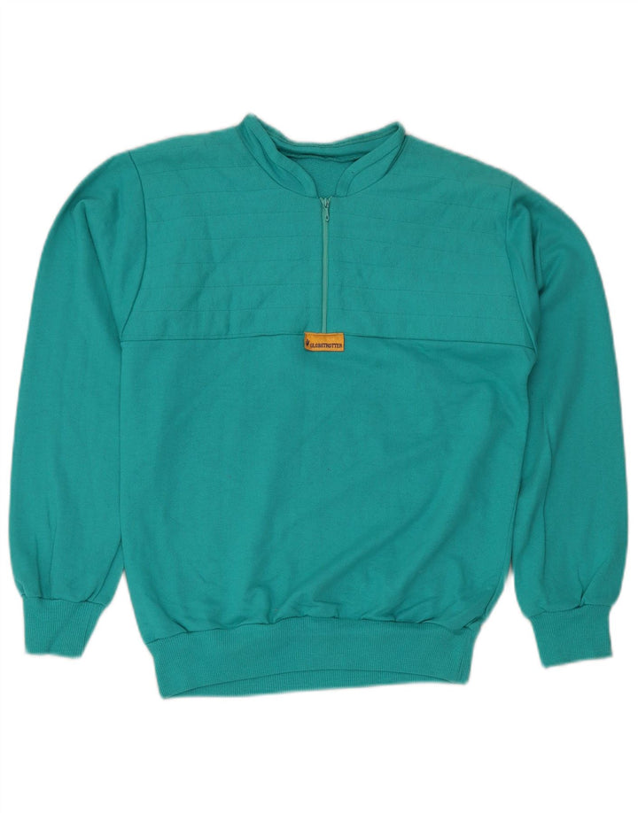 GLOBE TROTTER Felpa da donna con collo con zip Maglione UK 14 Cotone blu medio