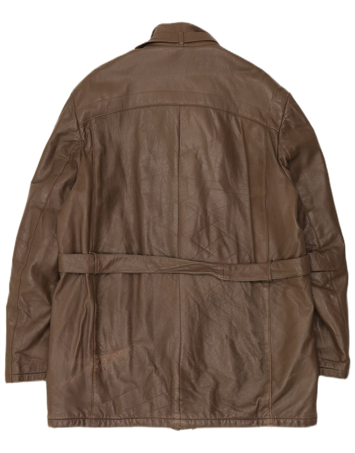 Giacca in pelle vintage da uomo IT 52 XL in pelle marrone