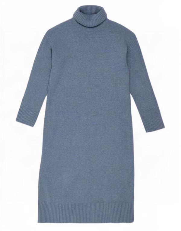 Abito maglione a maniche lunghe da donna Marks & Spencer UK 14 Poliestere blu medio