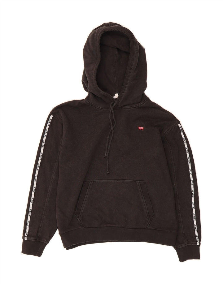 LEVI'S Mens Graphic Hoodie Jumper Small Black Vintage Levi's and Second-Hand Levi's from Messina Hembry 