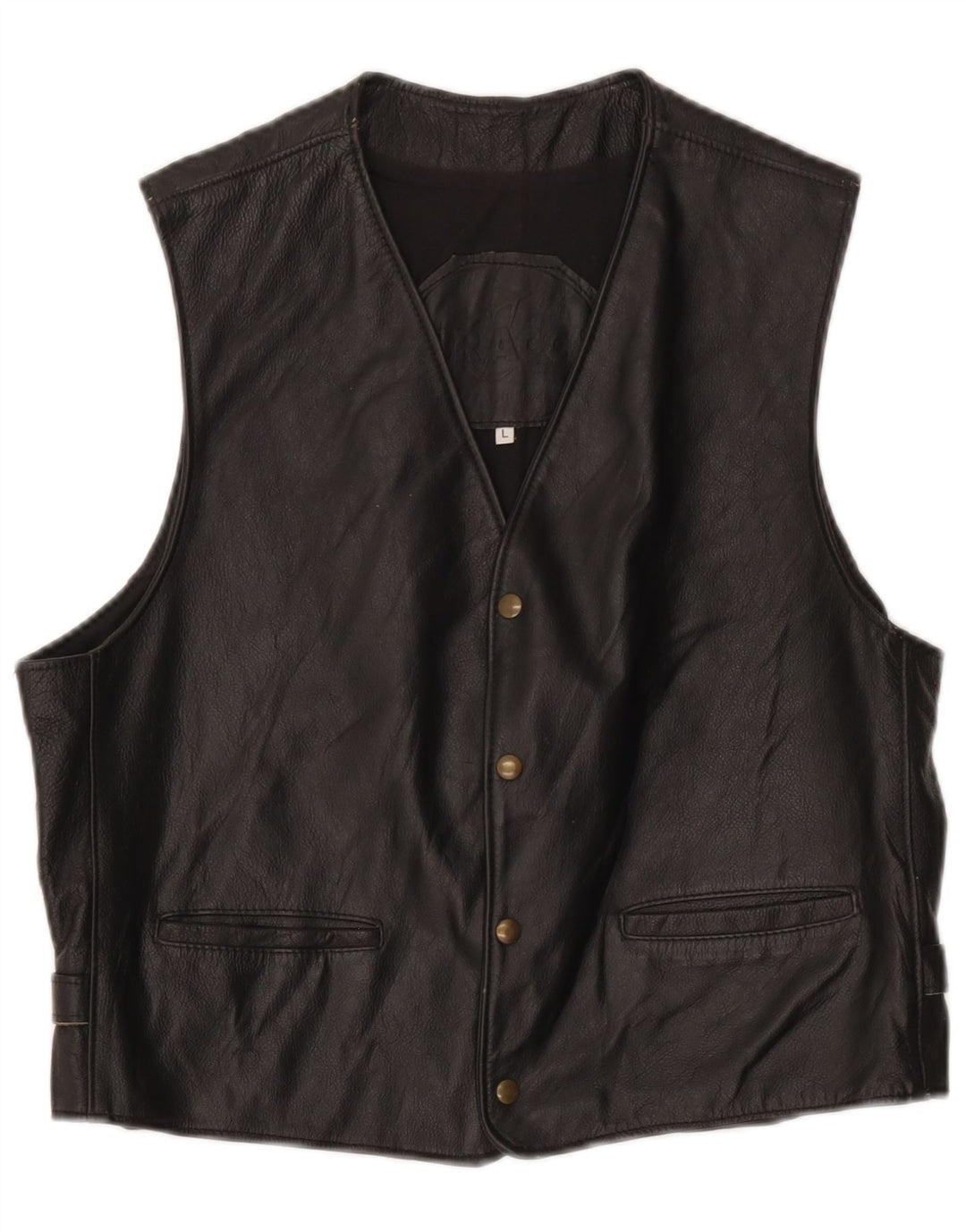 Gilet in pelle da uomo grande nero