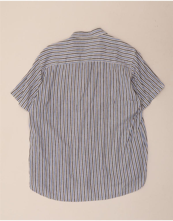 Camicia a maniche corte da uomo Slam 2XL in cotone a righe blu