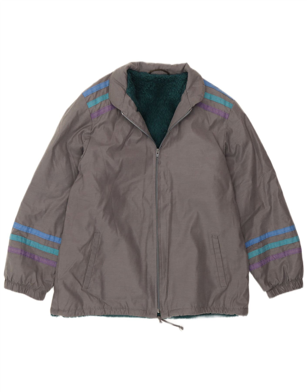 Giacca a vento vintage da uomo UK 38 a righe grigio medio