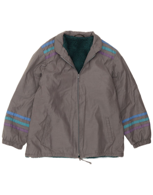 Giacca a vento vintage da uomo UK 38 a righe grigio medio