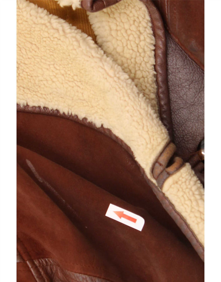 Cappotto oversize in pelle da donna Maviche UK 12 Colorblock marrone medio