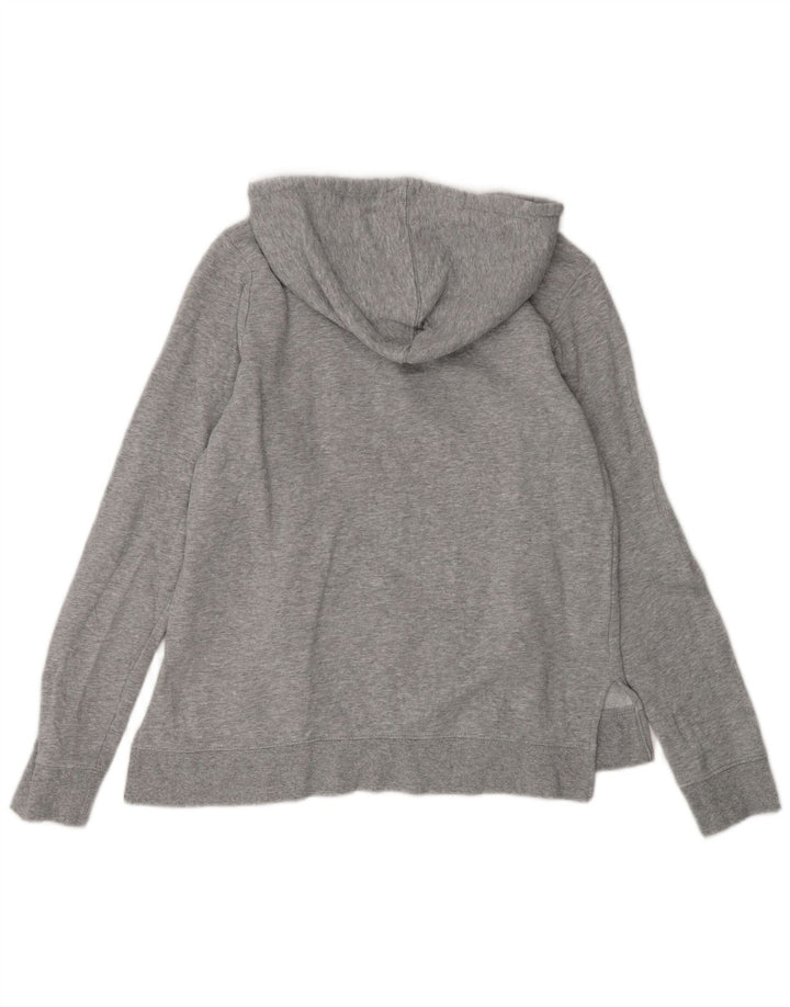 REEBOK Felpa con cappuccio grafica da donna UK 14 Cotone chiazzato grigio medio