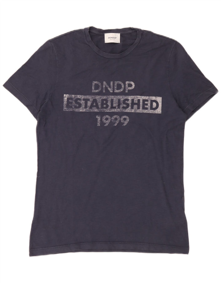 Dondup T-shirt grafica da uomo Top in cotone blu navy medio