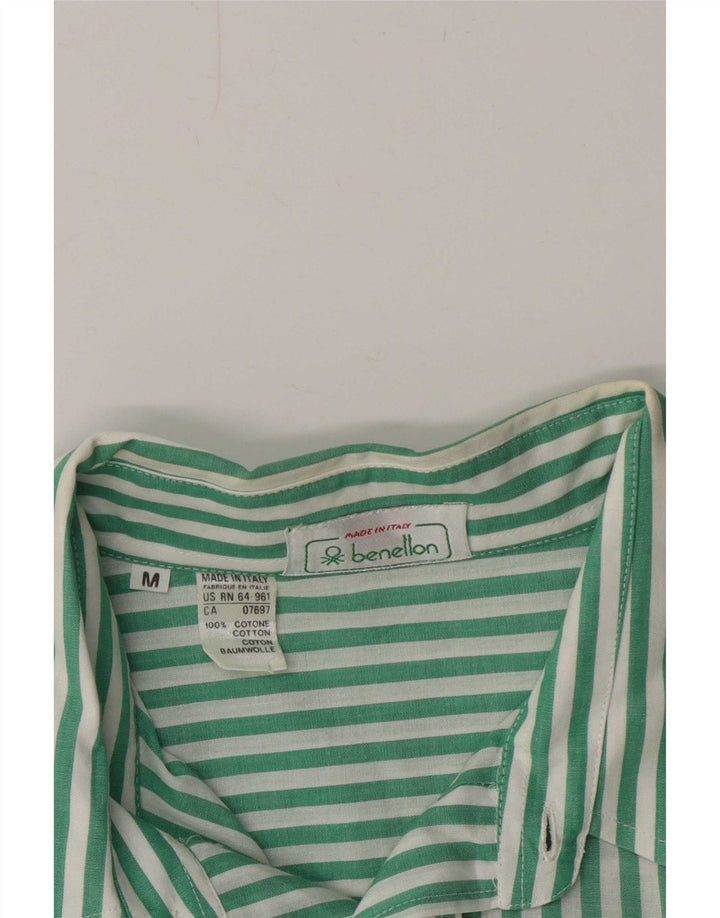 Camicia Benetton Uomo Cotone Gessato Verde Medio