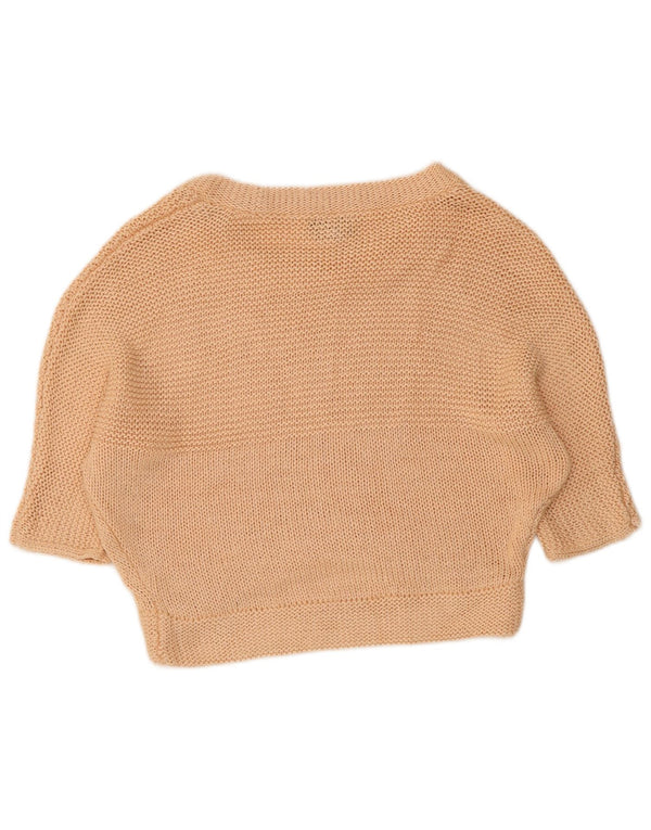 Topshop Maglione da donna con scollo a barca a pipistrello corto UK 10 piccolo rosa