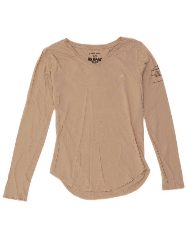 Top grafico da donna G-Star manica lunga UK 6 XS Beige