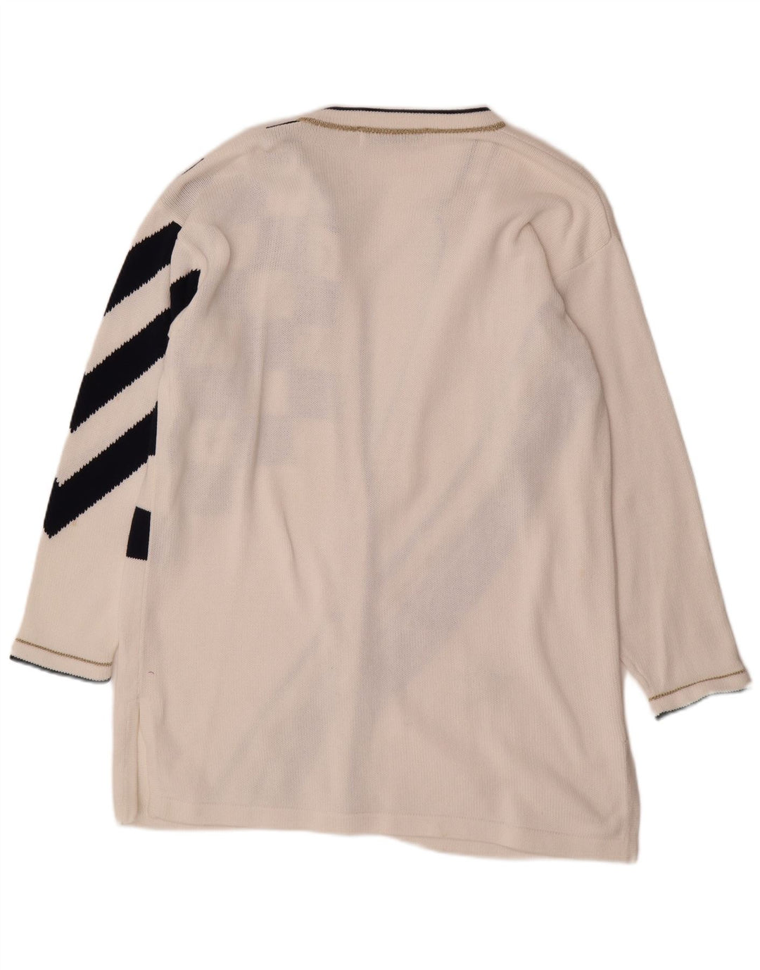 Maglione cardigan lungo oversize da donna VINTAGE UK 14 bianco medio