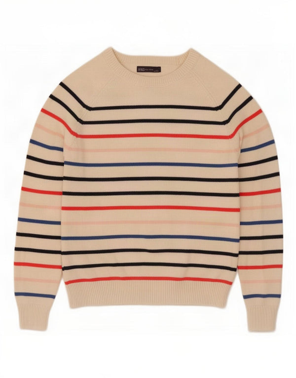 Maglione maglione con scollo a barca da donna Marks & Spencer UK 10 piccolo a righe beige
