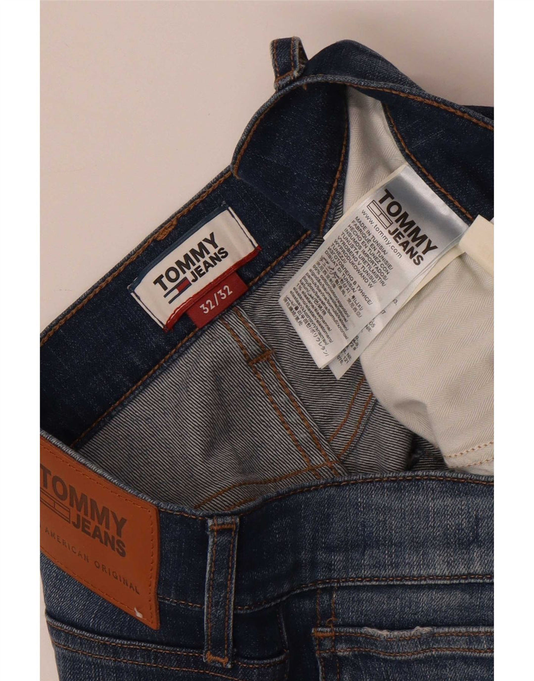 Jeans slim invecchiati da uomo Tommy Hilfiger W32 L32 cotone blu navy