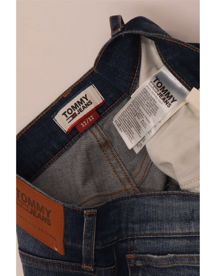 Jeans slim invecchiati da uomo Tommy Hilfiger W32 L32 cotone blu navy