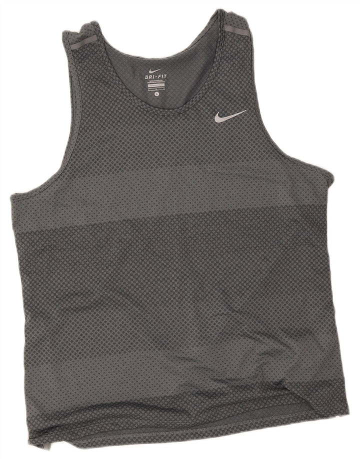 Canotta Nike Dri Fit da uomo, grande, in poliestere a righe grigie