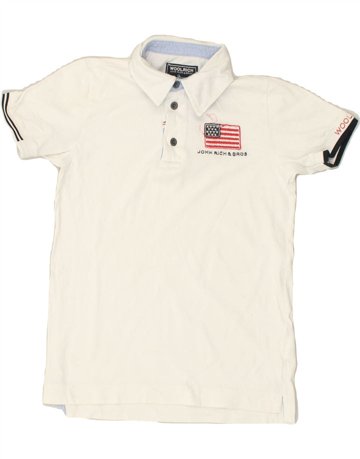 WOOLRICH Boys Polo Shirt 7-8 Years White Cotton | Vintage Woolrich | Thrift | Second-Hand Woolrich | Used Clothing | Messina Hembry 