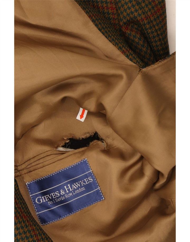 Gieves & Hawkes Giacca blazer a 2 bottoni da uomo UK 44 2XL Pied de poule kaki