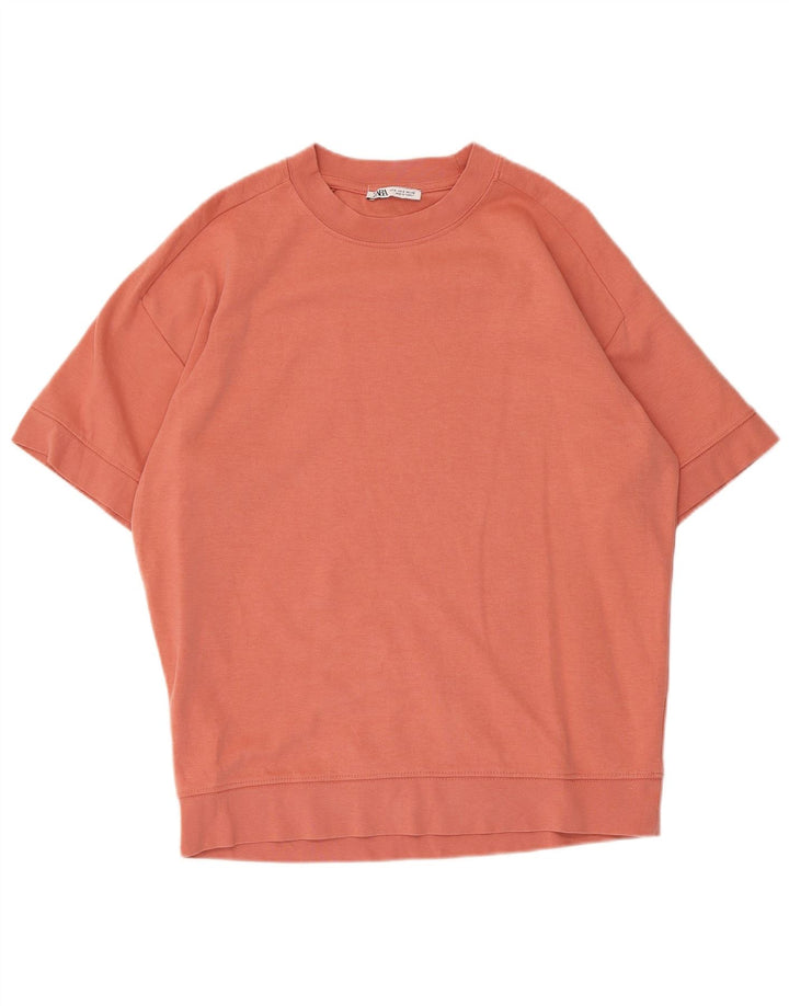 Felpa oversize a maniche corte da donna Zara UK 10 piccola rosa