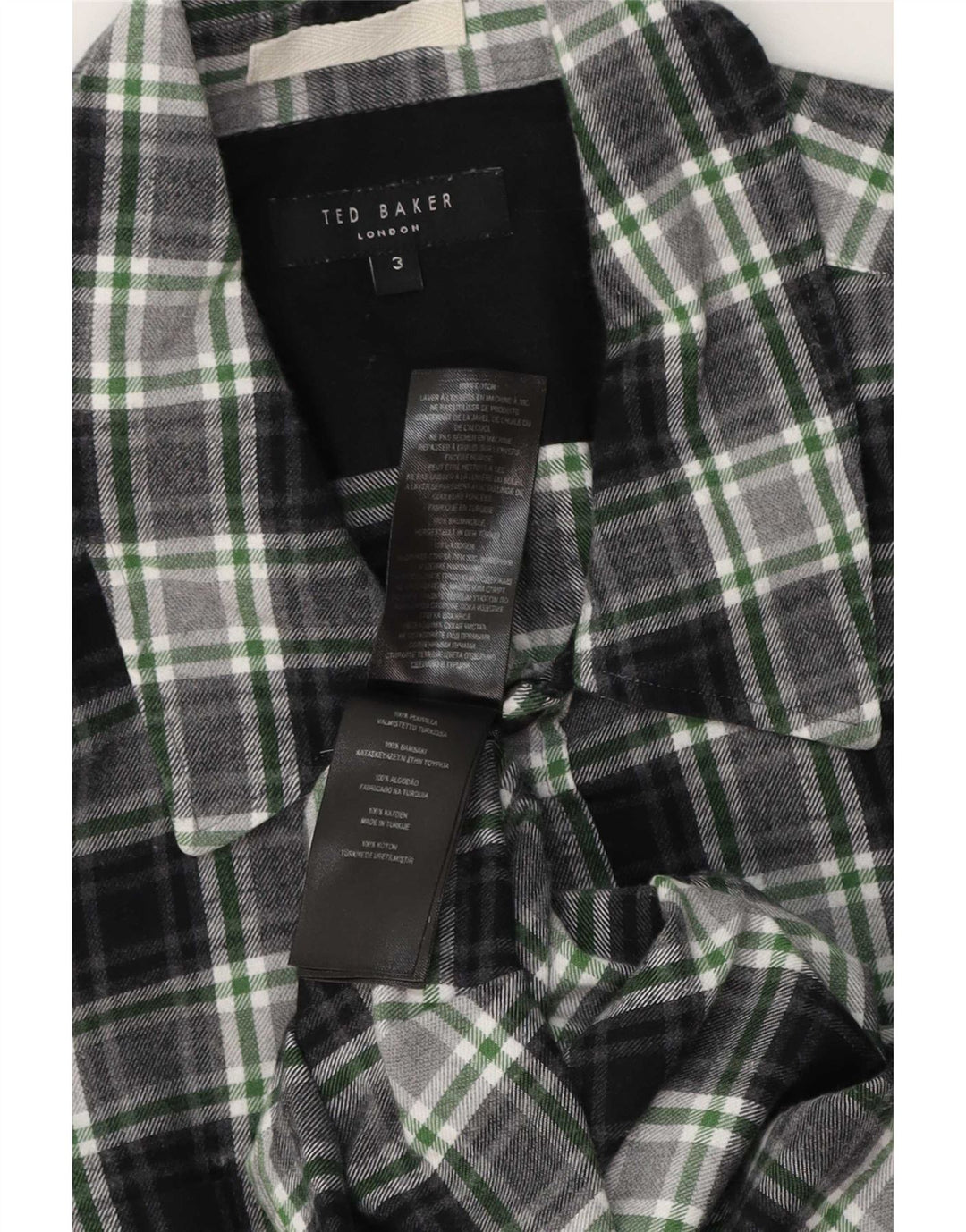 Ted Baker Camicia in flanella da uomo taglia 3 Cotone a quadri verde medio
