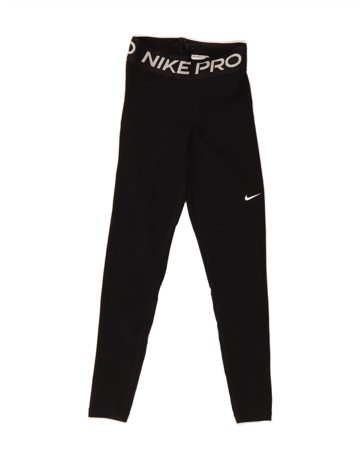 NIKE Womens Graphic Leggings UK 4 XS  Black Polyester Vintage Nike and Second-Hand Nike from Messina Hembry 