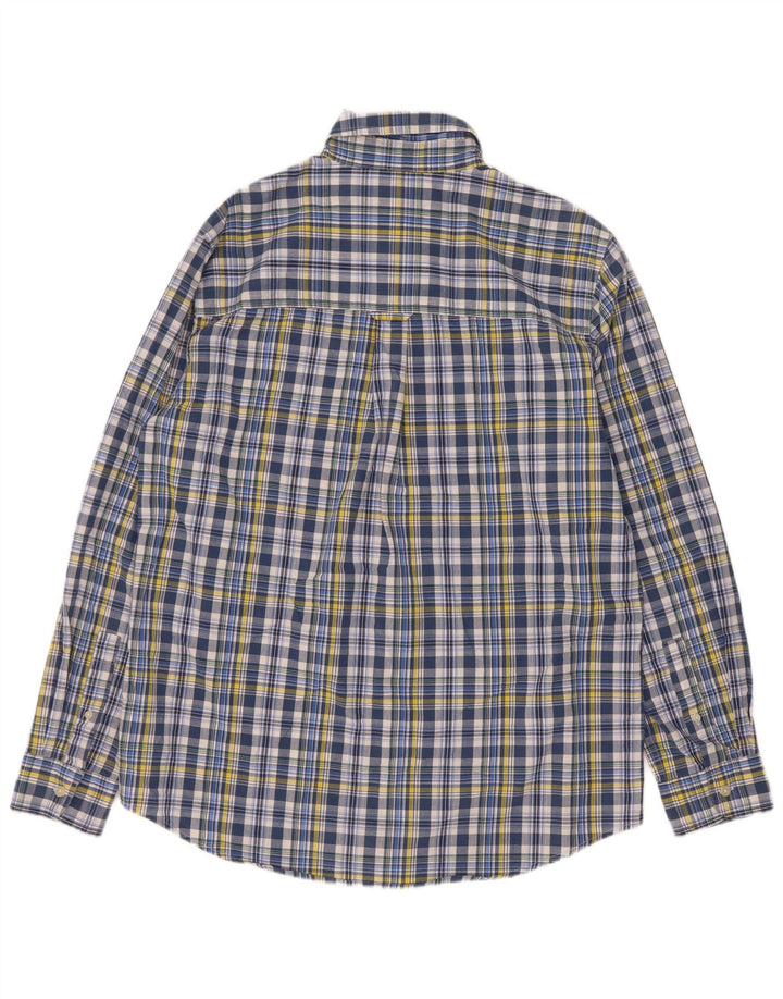 Camicia Chaps da uomo Easy Care in cotone a quadri blu medio
