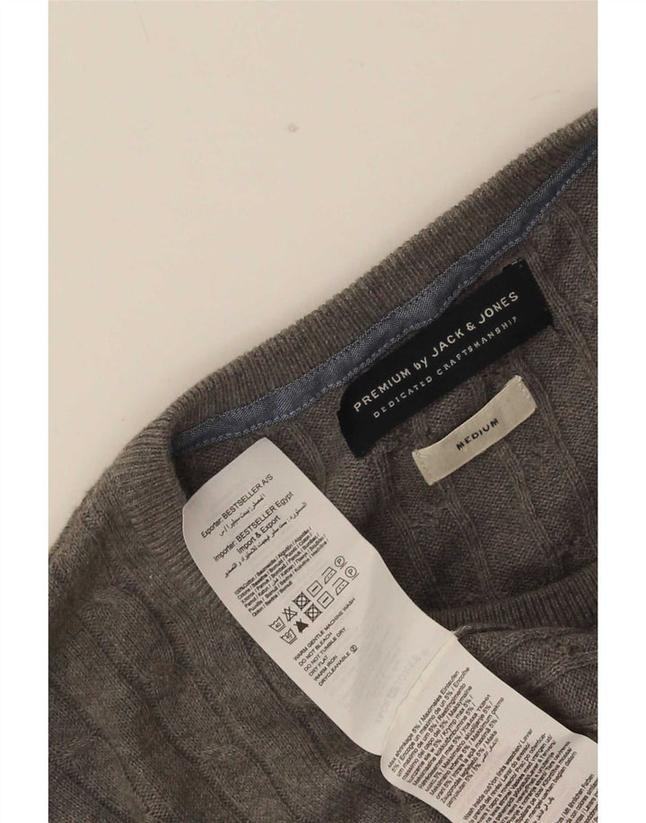 Maglione maglione girocollo da uomo Jack & Jones in cotone grigio medio