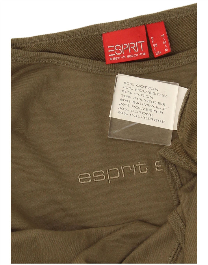 Top grafico corto da donna Esprit manica lunga UK 14 Cotone verde medio