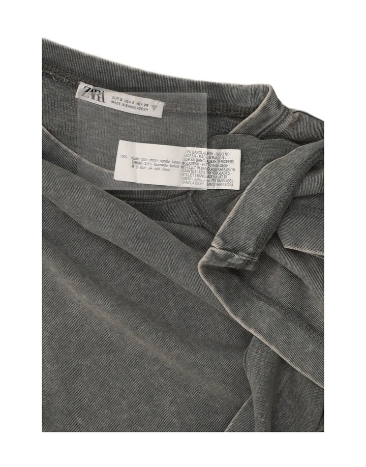 ZARA Womens Oversized Crop Vest Top UK 10 Small Grey Cotton Vintage Zara and Second-Hand Zara from Messina Hembry 