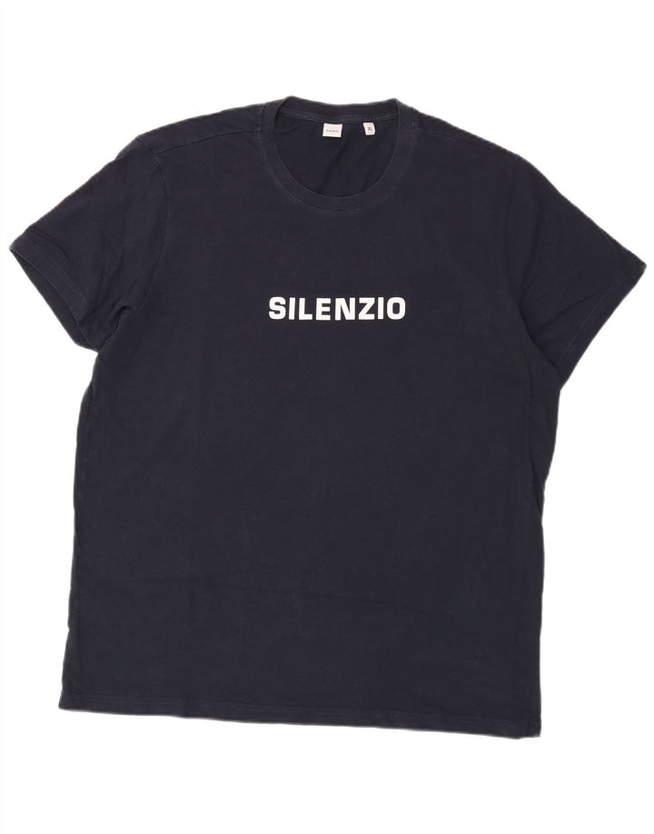 ASPESI T-shirt grafica da uomo Top XL in cotone blu navy