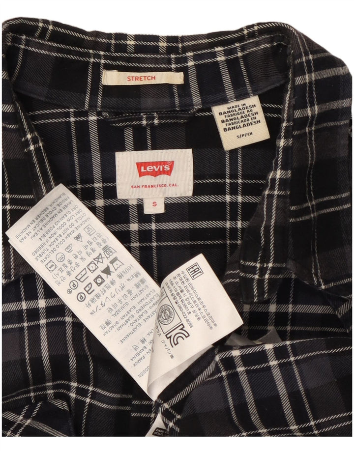 LEVI'S Camicia da uomo in flanella elasticizzata piccolo cotone a quadri neri