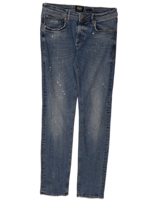Superdry Womens Acid Wash Skinny Jeans W32 L30 Blue Cotton