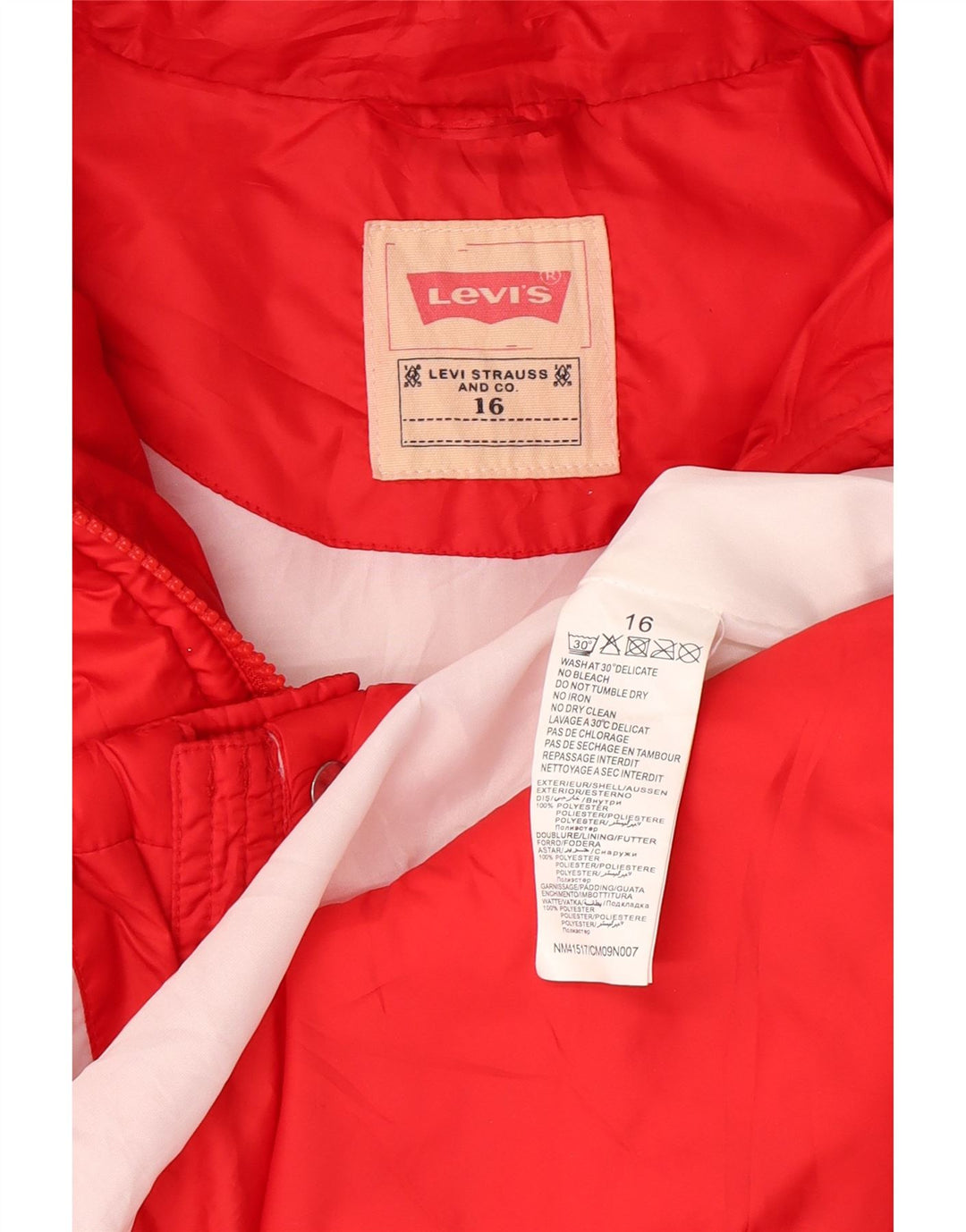 Giacca imbottita con cappuccio Levi's per ragazze 15-16 anni in poliestere rosso