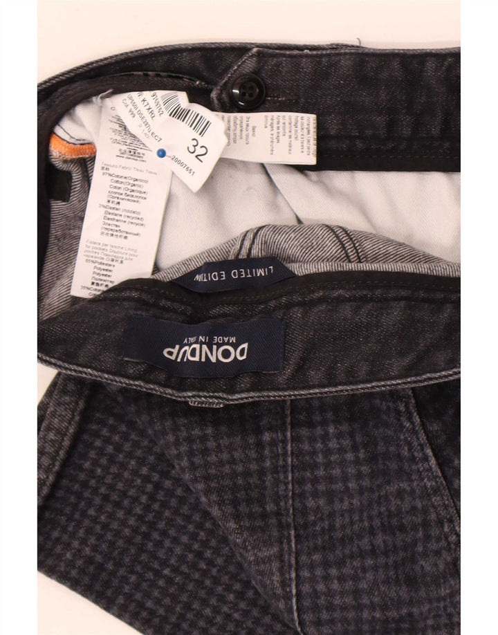 Dondup Jeans Slim Uomo W32 L30 Cotone Pied De Poule Grigio