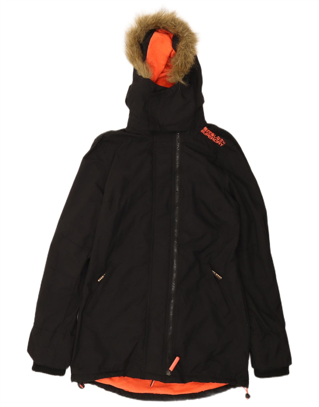 Giacca parka da uomo con cappuccio SUPERDRY UK 36 piccola in nylon nero