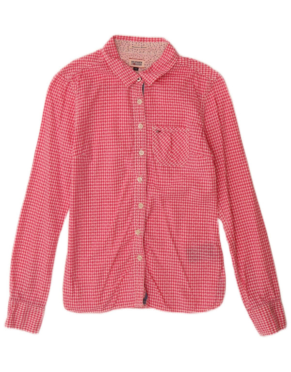 Camicia da donna Tommy Hilfiger UK 6 XS cotone a quadretti rosa