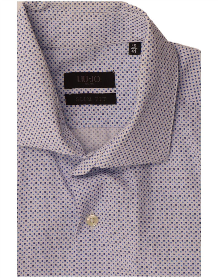 Camicia Liu Jo da uomo slim fit taglia 16 41 grande blu geometrico