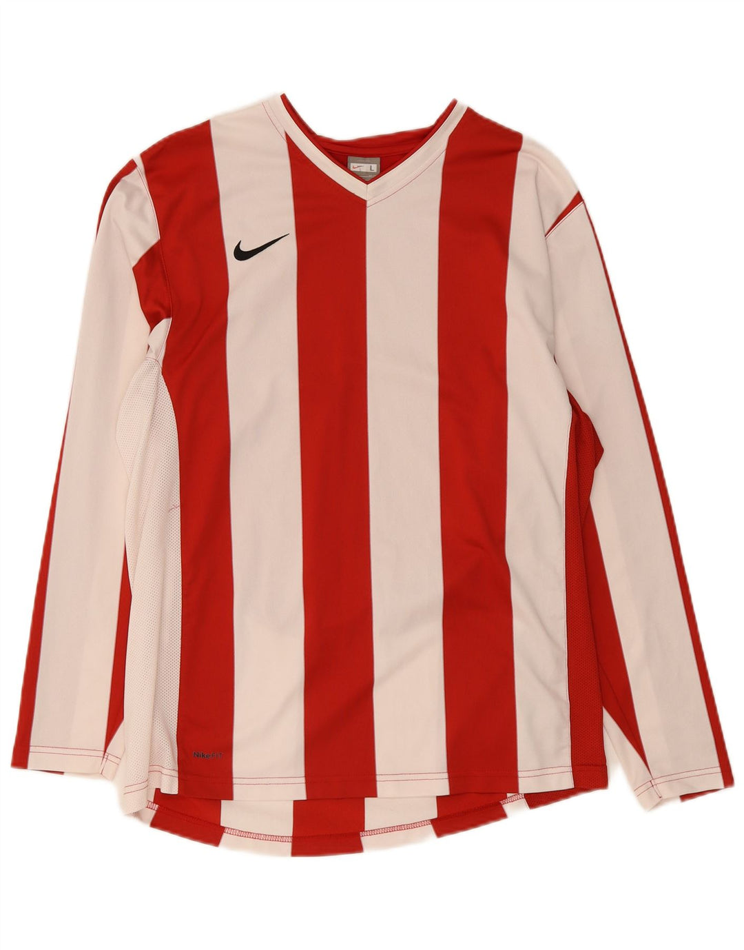 Nike Top da uomo a maniche lunghe UK 42/44 Poliestere a strisce rosse grandi
