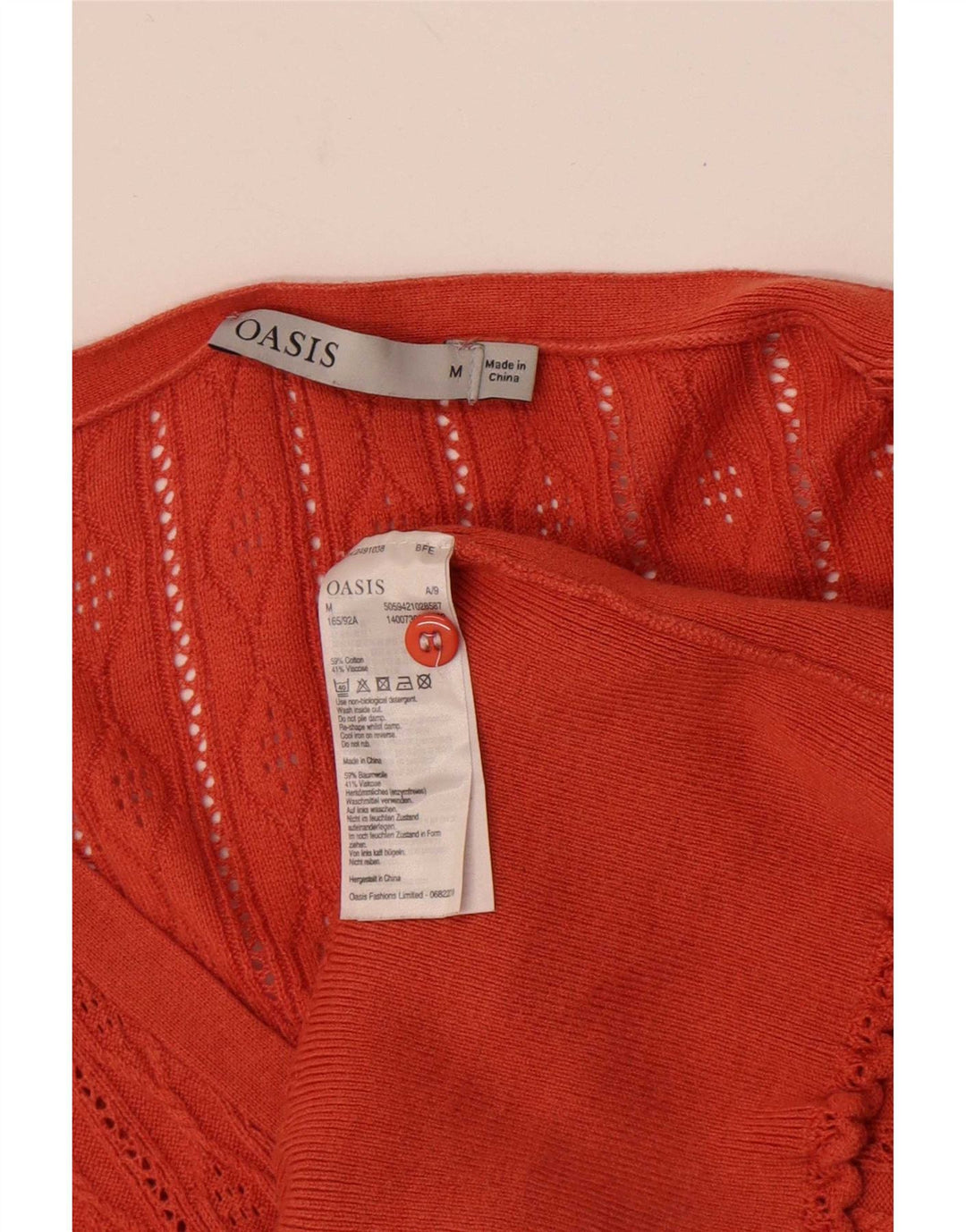 Maglione cardigan oversize da donna Oasis UK 14 Cotone arancione medio