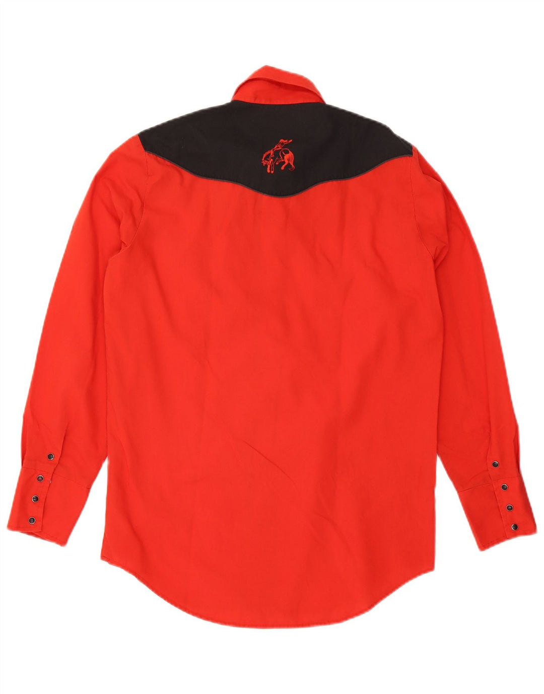 Camicia western da uomo vintage in poliestere color block rosso medio