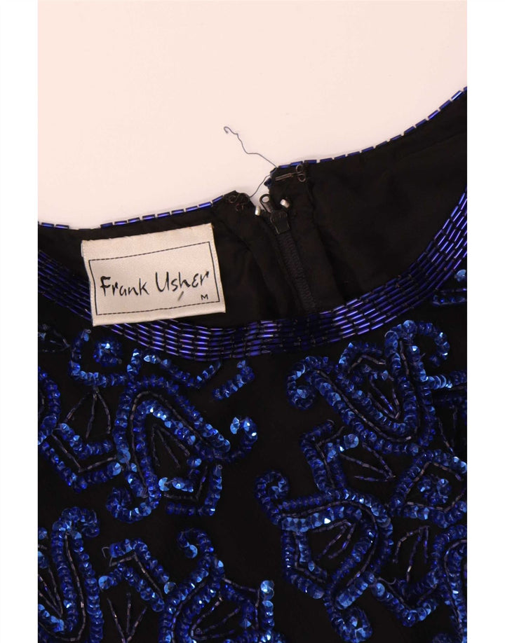 Camicetta asimmetrica da sera da donna Frank Usher Top UK 14 Medio Blu Navy