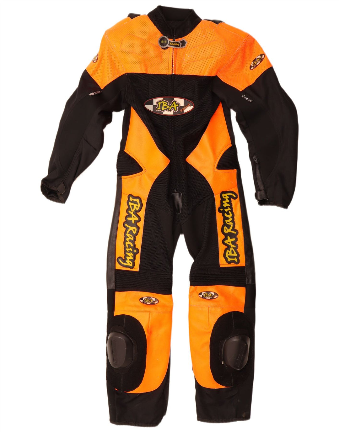Tuta grafica da motociclista vintage da donna UK 12 Medium Yellow Colourblock