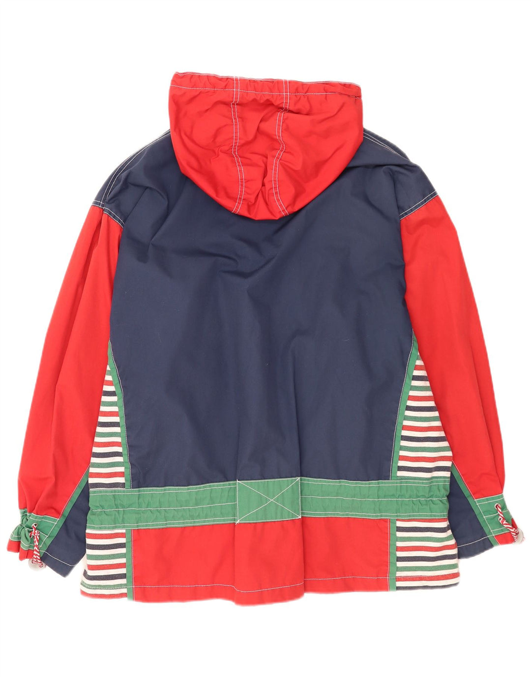 Giacca a vento oversize con cappuccio da donna vintage EU 46 XL color block rosso