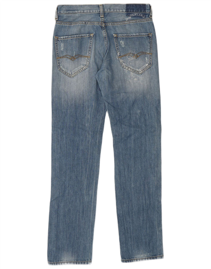 Replay Jeans dritti invecchiati da donna W28 L29 cotone blu