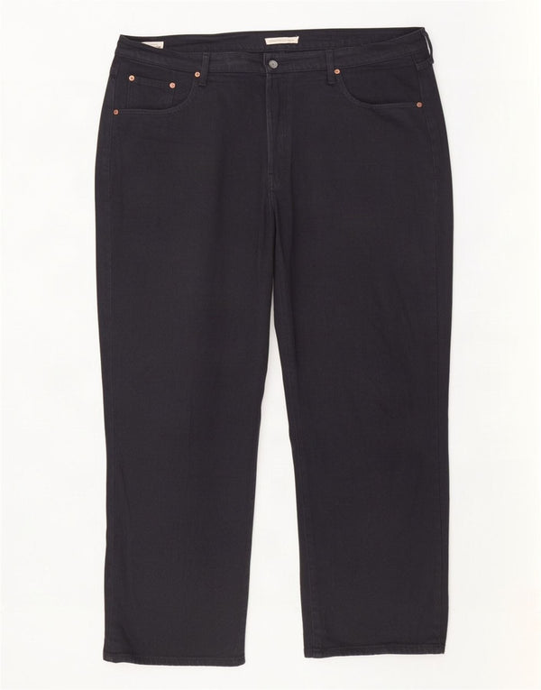 Levi's Jeans dritti a vita alta da donna Ribcage US 20 3XL W40 L27 Nero