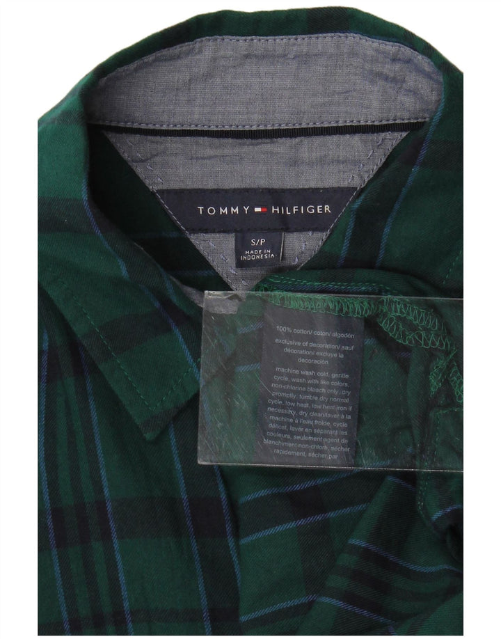 TOMMY HILFIGER Camicia oversize in flanella da donna UK 10 piccolo quadretto verde