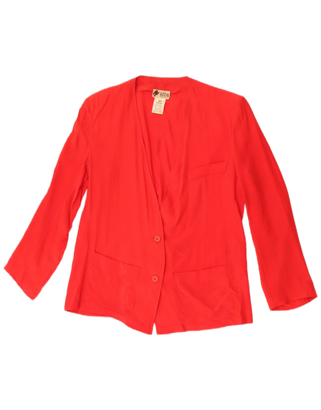 Giacca blazer vintage da donna a 2 bottoni IT 46 grande seta rossa