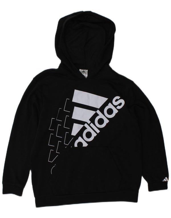 Maglione con cappuccio grafico da donna ADIDAS UK 8/10 piccolo cotone nero
