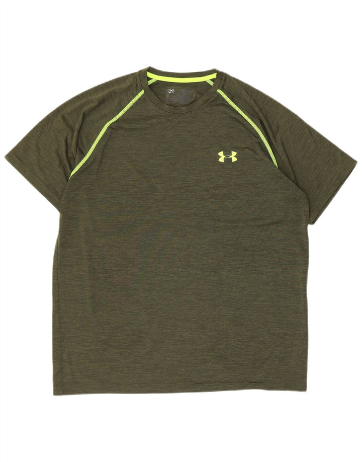 T-shirt da uomo UNDER ARMOUR Top grande kaki chiazzato